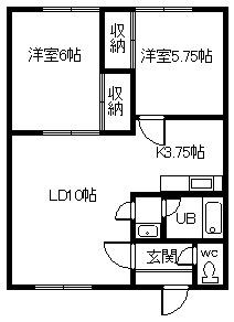 サンシャイン神楽岡(2LDK/1階)の間取り写真