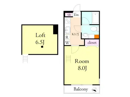 リヴェール(1K/1階)の間取り写真