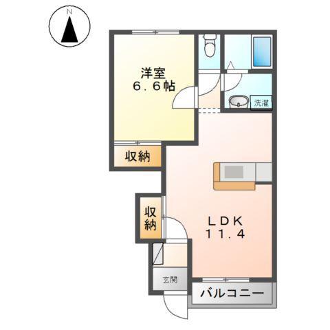 クオーレ(1LDK/1階)の間取り写真