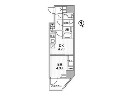 シーフォルム江戸川橋(1DK/5階)の間取り写真