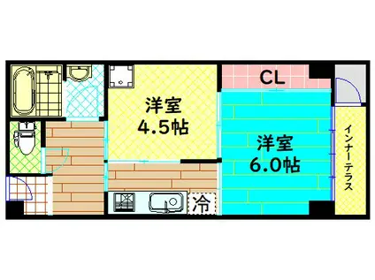 堀江テラス(2K/9階)の間取り写真