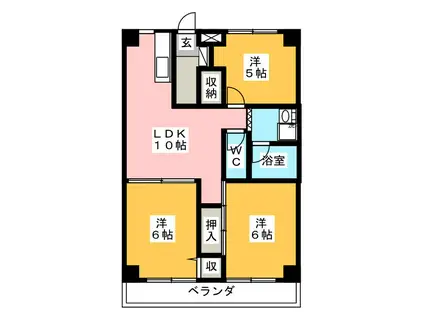 グリーンヒル櫛引(3LDK/2階)の間取り写真