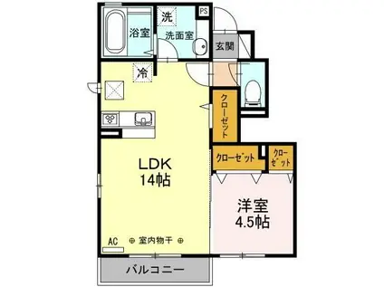 エスプロ(1LDK/1階)の間取り写真