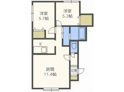 オレンジハウス花川南(2LDK/2階)の間取り写真