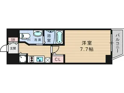 エステムコート南堀江IIIチュラ(1K/11階)の間取り写真
