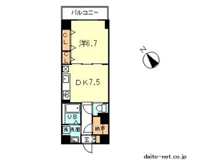 KOURT K3(1SDK/6階)の間取り写真