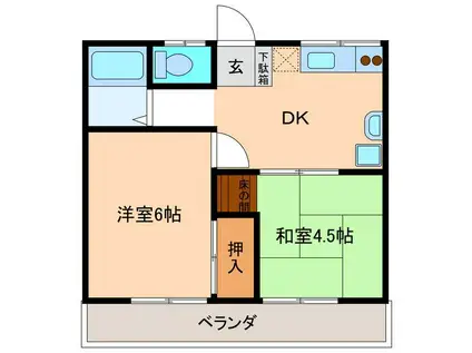 桂コーポ(2DK/2階)の間取り写真