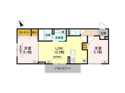 D-ROOM 古市町(2LDK/2階)の間取り写真