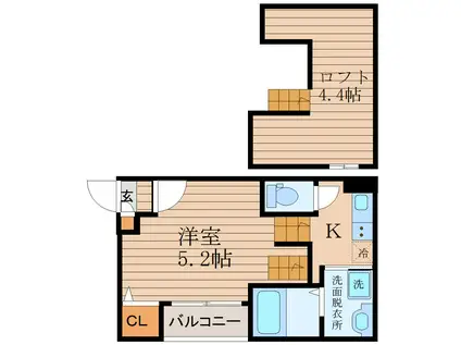 オプティマルコーポ(1K/2階)の間取り写真