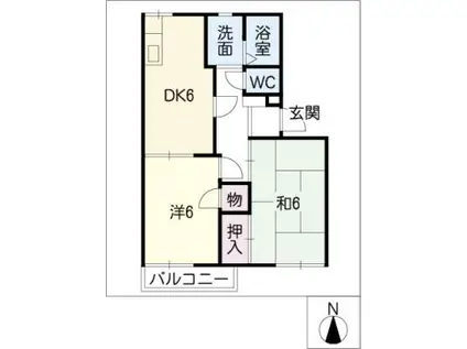 フレグランス滝ノ水(2DK/1階)の間取り写真