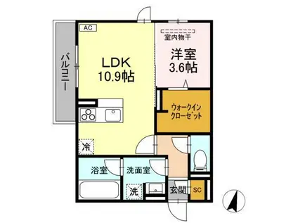 D-ROOMCIX(1LDK/2階)の間取り写真