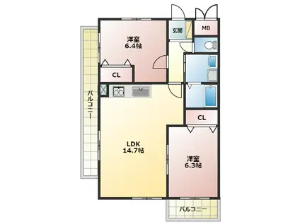 CASA VERDE(2LDK/2階)の間取り写真