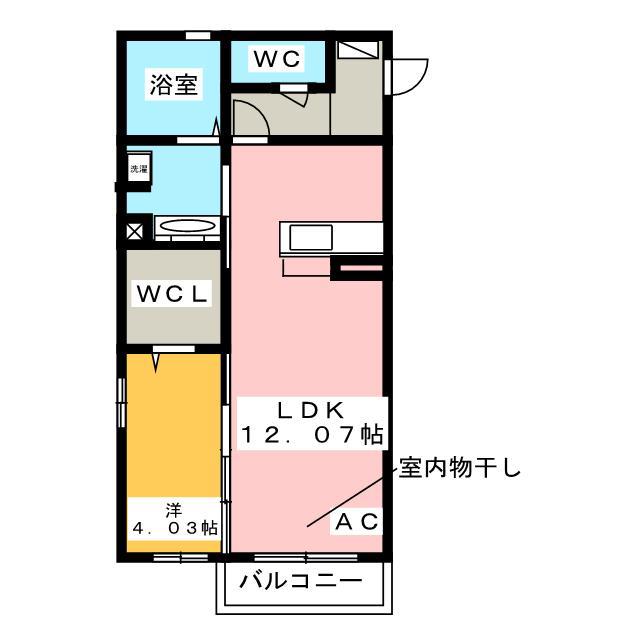 グリーンティアB(1LDK/1階)の間取り写真
