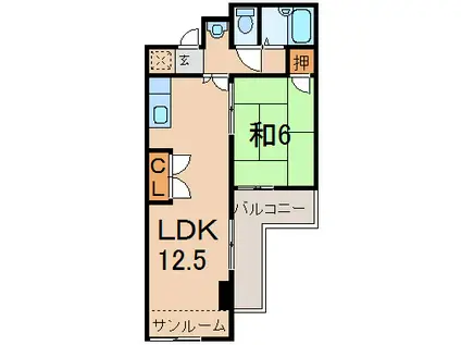 パークシティ八日町(1LDK/4階)の間取り写真