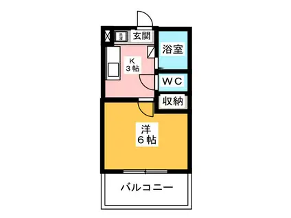 クレア北浦和(1K/4階)の間取り写真