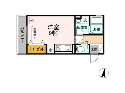 アルエット(ワンルーム/1階)の間取り写真