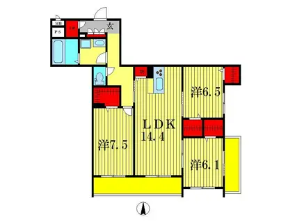 エル コリーヌ(3LDK/3階)の間取り写真