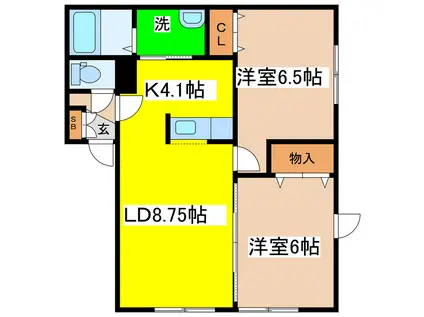 プランドール昭和(2LDK/1階)の間取り写真