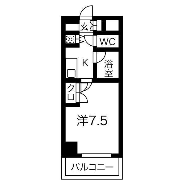 フォーシーズン(1K/6階)の間取り写真