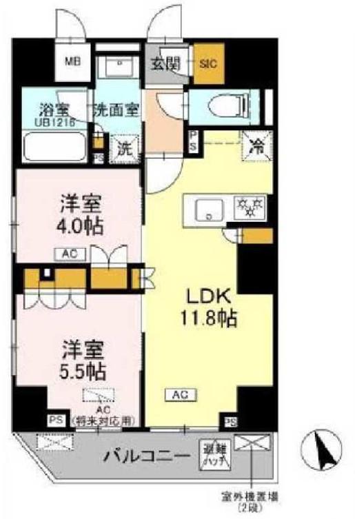 リーラ品川戸越(2LDK/15階)の間取り写真