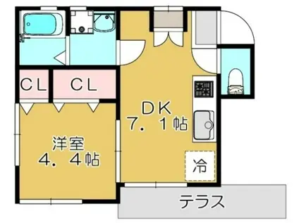 仮ISLE NAKANOBU(1DK/1階)の間取り写真