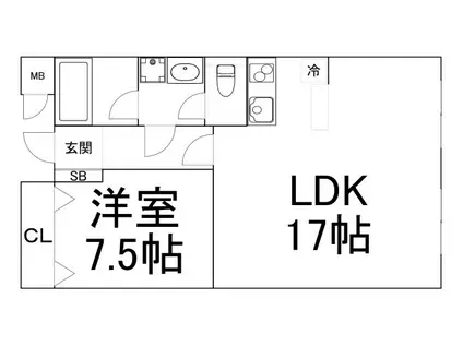 サントリーアネックス堂島レジデンス(1LDK/13階)の間取り写真