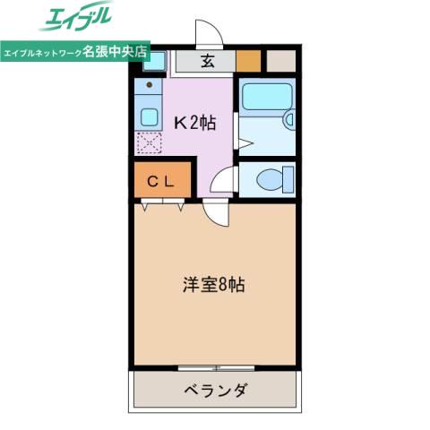 グリーンコーポ東町(1K/2階)の間取り写真