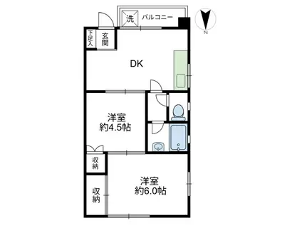 ハイツカネヨ(2DK/3階)の間取り写真