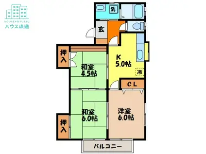 フラットM(3K/2階)の間取り写真