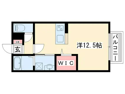 セントラルグレイスA棟(ワンルーム/1階)の間取り写真