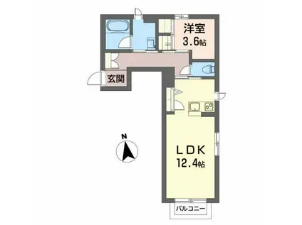 シャーメゾンPIKO(1LDK/2階)の間取り写真