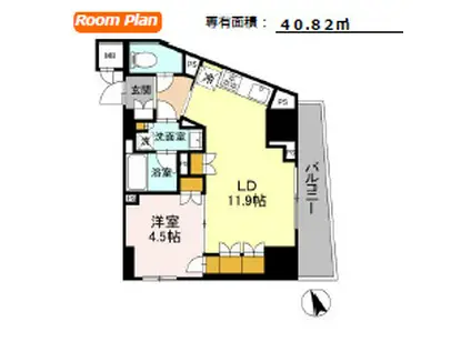 リーラ品川戸越(1LDK/10階)の間取り写真