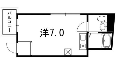 創土ハイツ(ワンルーム/6階)の間取り写真