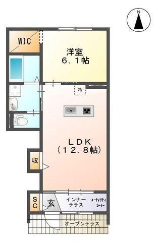 サニープレイス菅井(1LDK/1階)の間取り写真