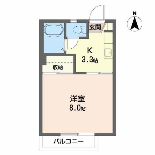 ブルージュ(1K/1階)の間取り写真