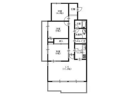 レジェンダリー小松(3LDK/4階)の間取り写真