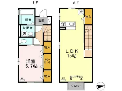 IRいしかわ鉄道 金沢駅 バス乗車時間:21分 最寄りバス停で下車 徒歩2分 2階建 築15年(1LDK/1階)の間取り写真