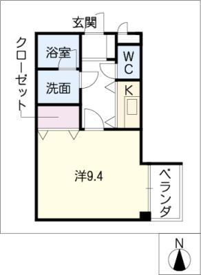 パクトル(1K/1階)の間取り写真