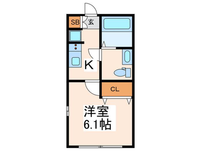 ラッキーダイム鴨居(1K/2階)の間取り写真