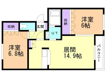 プランドールヒルズ弐号館(2LDK/2階)の間取り写真