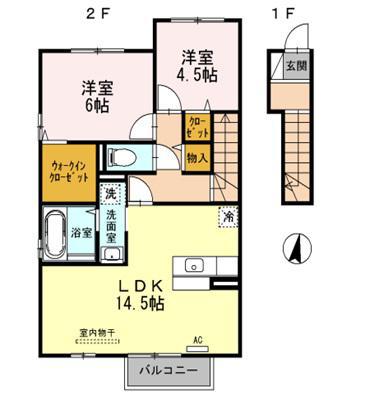 グラン3104 A・B棟(2LDK/2階)の間取り写真