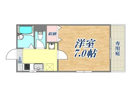 サマックスボヌールA棟(1K/1階)の間取り写真