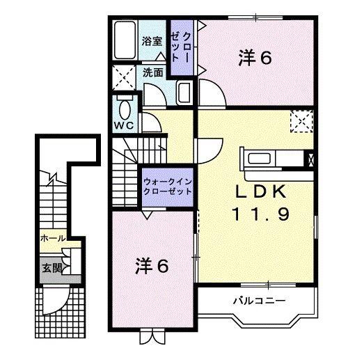 ポルト・ソラーナII(2LDK/2階)の間取り写真