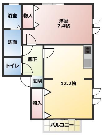 ラヴィーヌA(1LDK/2階)の間取り写真
