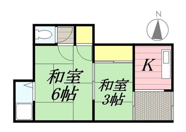 南海本線 紀ノ川駅 徒歩5分 1階建 築53年(2K/1階)の間取り写真