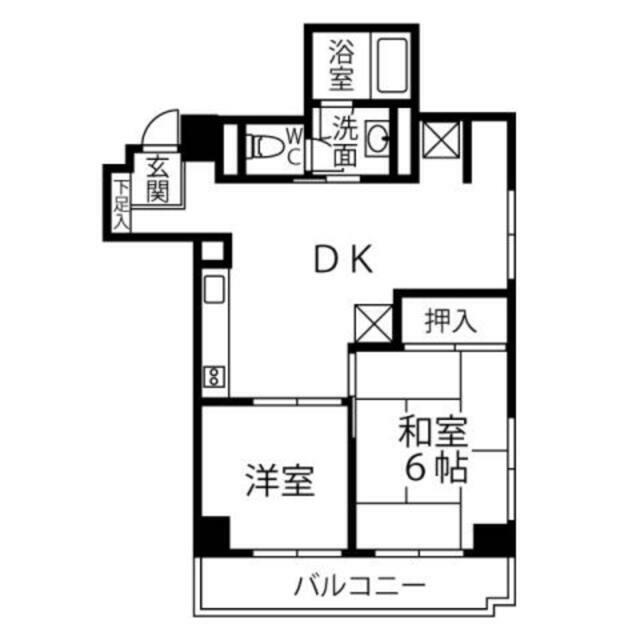 ティンバー小林(2DK/4階)の間取り写真