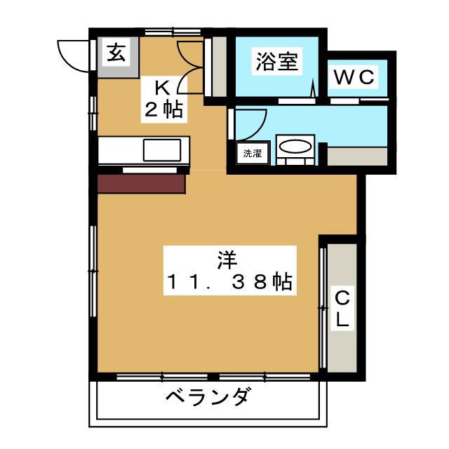Kシャトー(1K/2階)の間取り写真