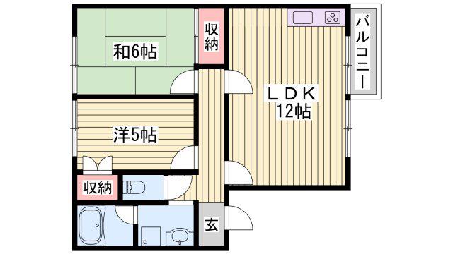 シャルム弐番館(2LDK/1階)の間取り写真