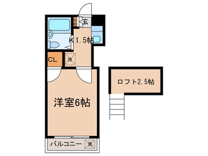 第17安藤ハイツ(1K/2階)の間取り写真