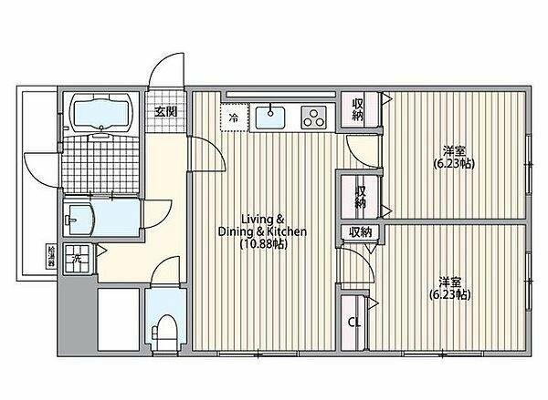 パルコン三軒茶屋(2LDK/2階)の間取り写真